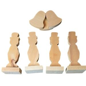 Snowman and Bell Wooden‎ Blanks, 5 Pieces